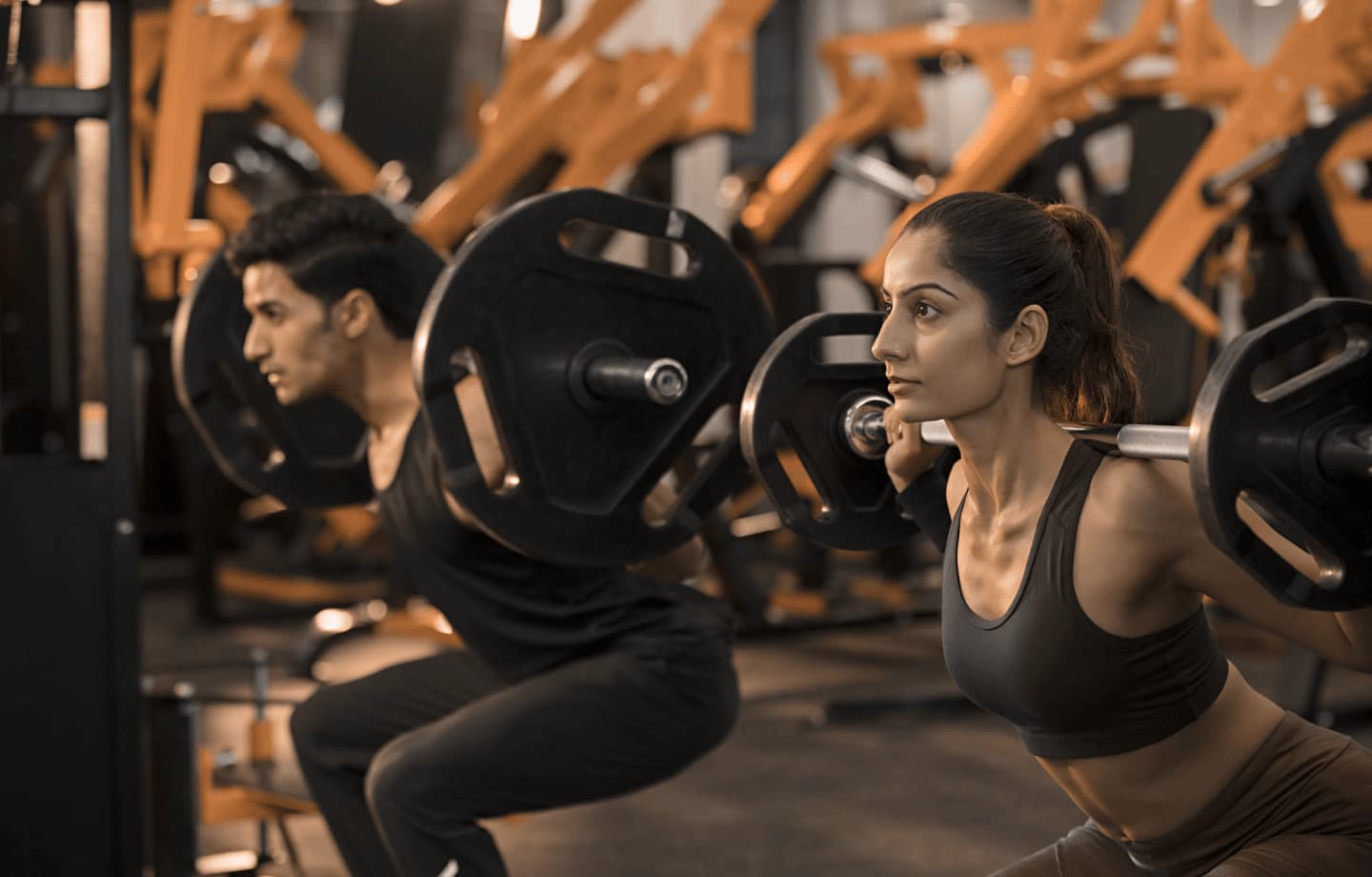Woman lifting in a gym