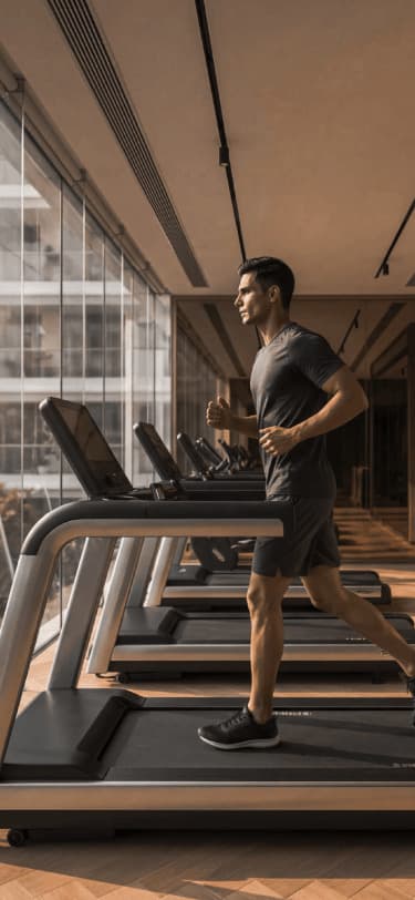 Man sitting with dumbbells