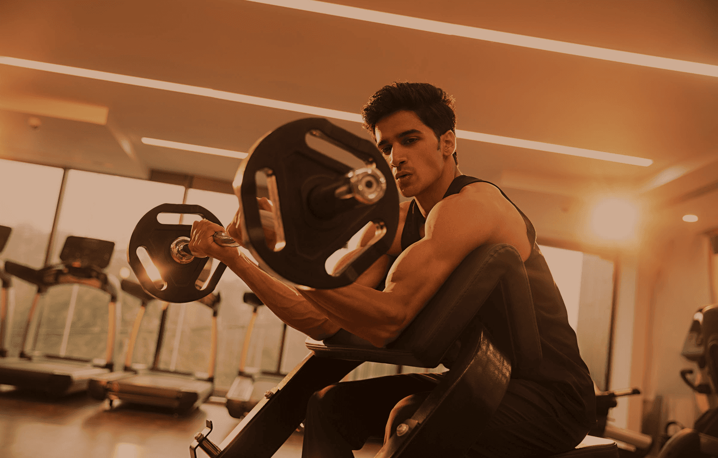 Gym hallway and squat rack