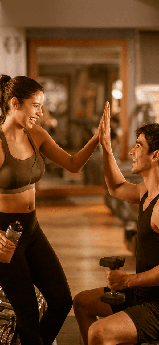 Two people sharing a membership workout session
